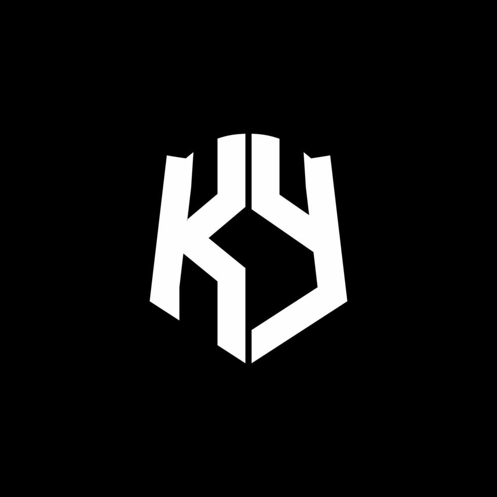 Cinta del logotipo de la letra del monograma de ky con el estilo del escudo aislado en fondo negro vector