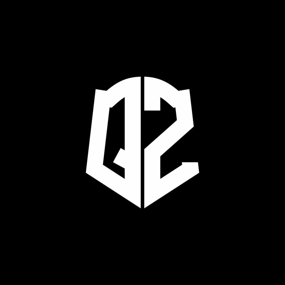 Cinta del logotipo de la letra del monograma qz con estilo de escudo aislado sobre fondo negro vector