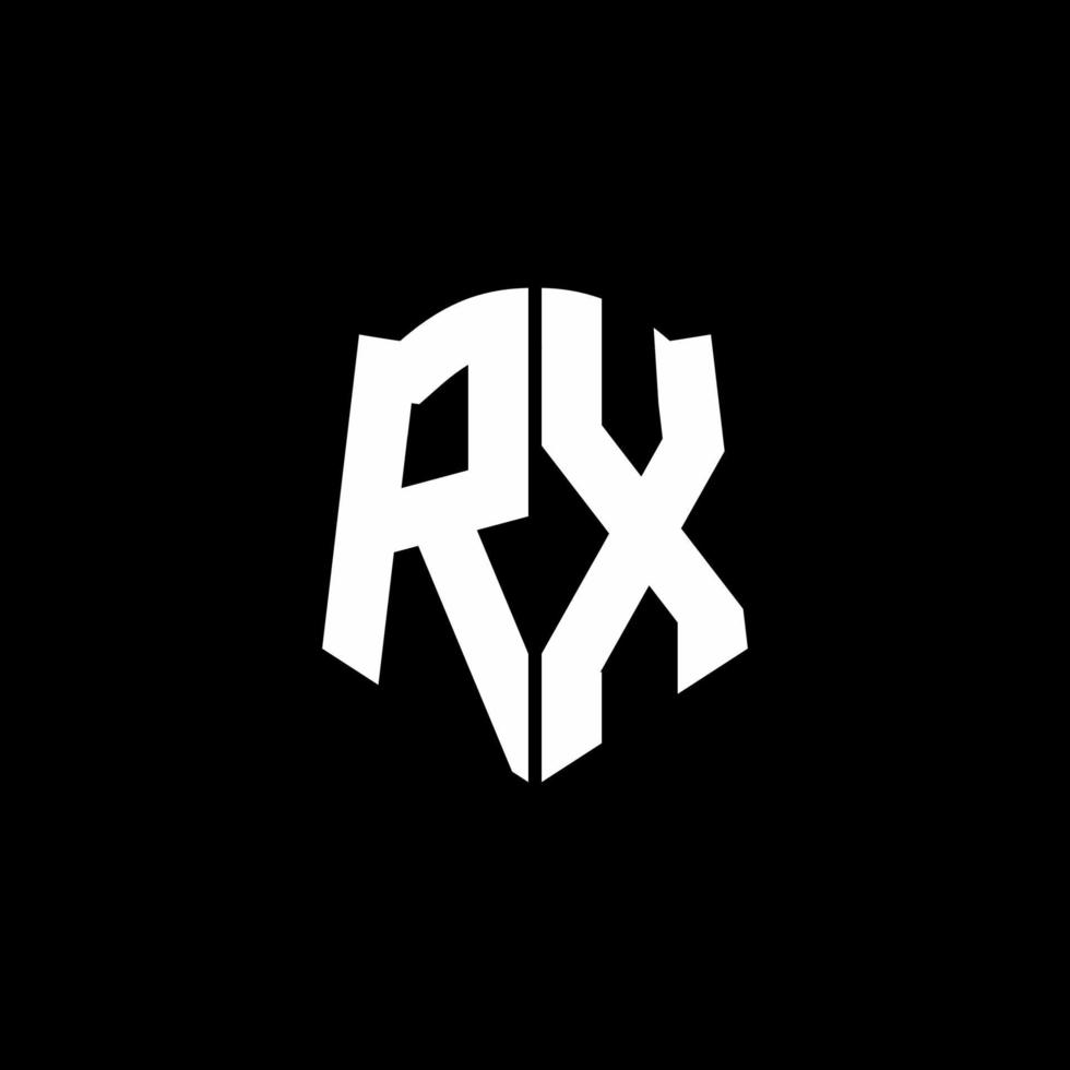 Cinta del logotipo de la letra del monograma de rx con el estilo del escudo aislado en fondo negro vector