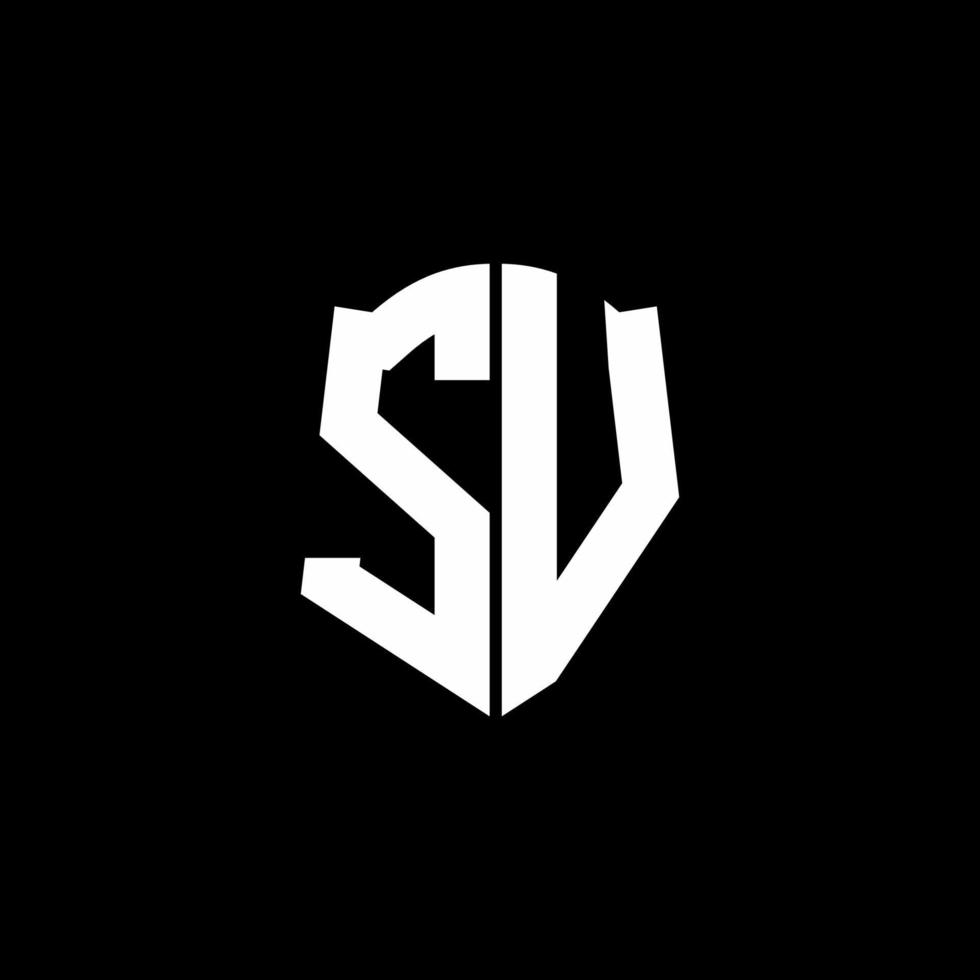 SV monograma letra logo cinta con estilo escudo aislado sobre fondo negro vector