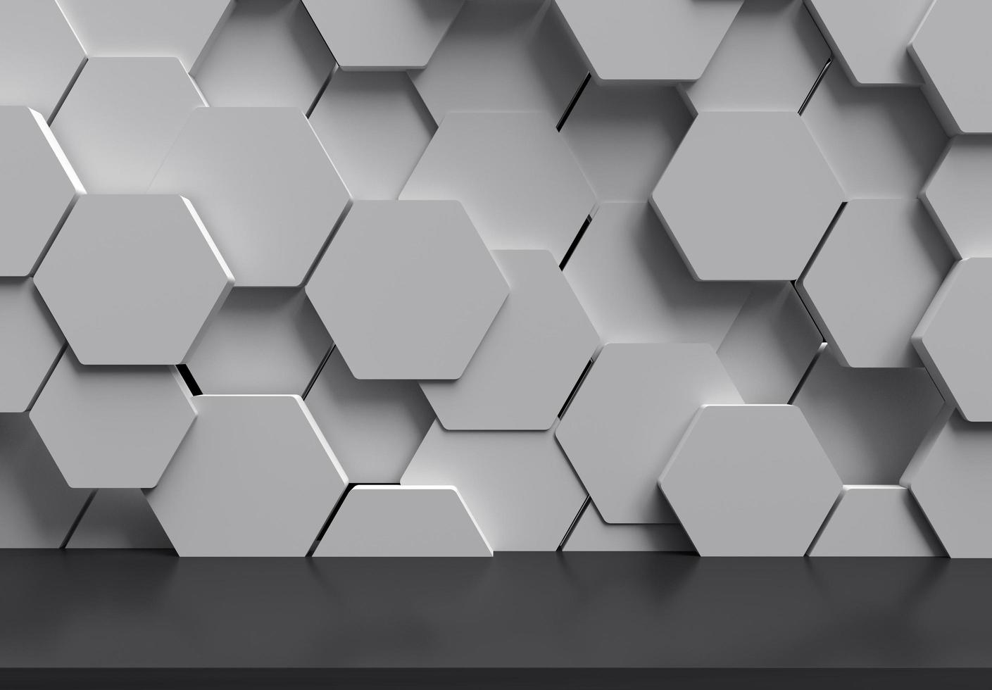 Abstract futuristic floor with hexagons background, 3D rendering photo