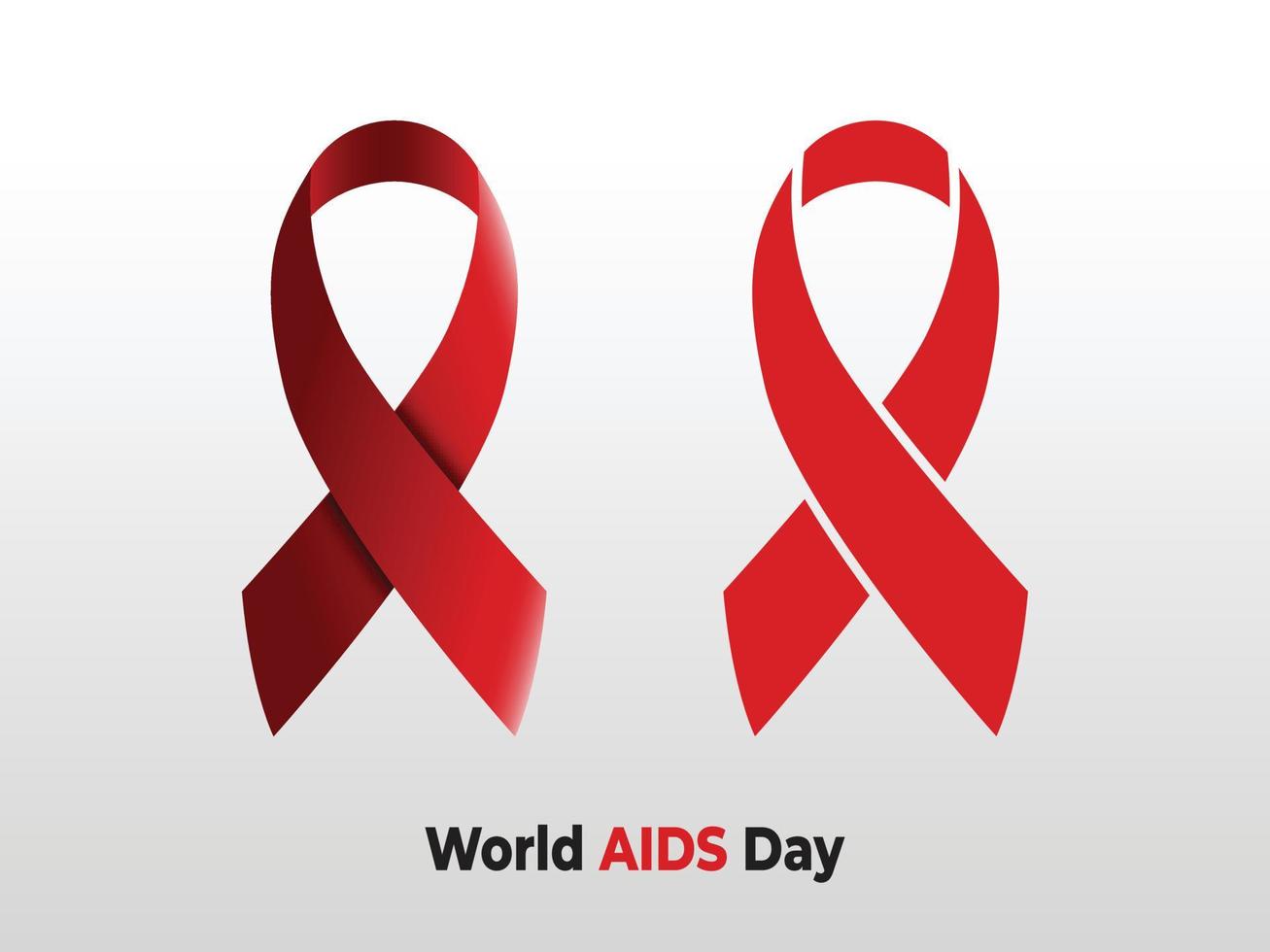 Red Ribbon Vector. Red Gradient 3D AIDS Ribbon. Simple Ribbon Flat Icon World AIDS Day Vector