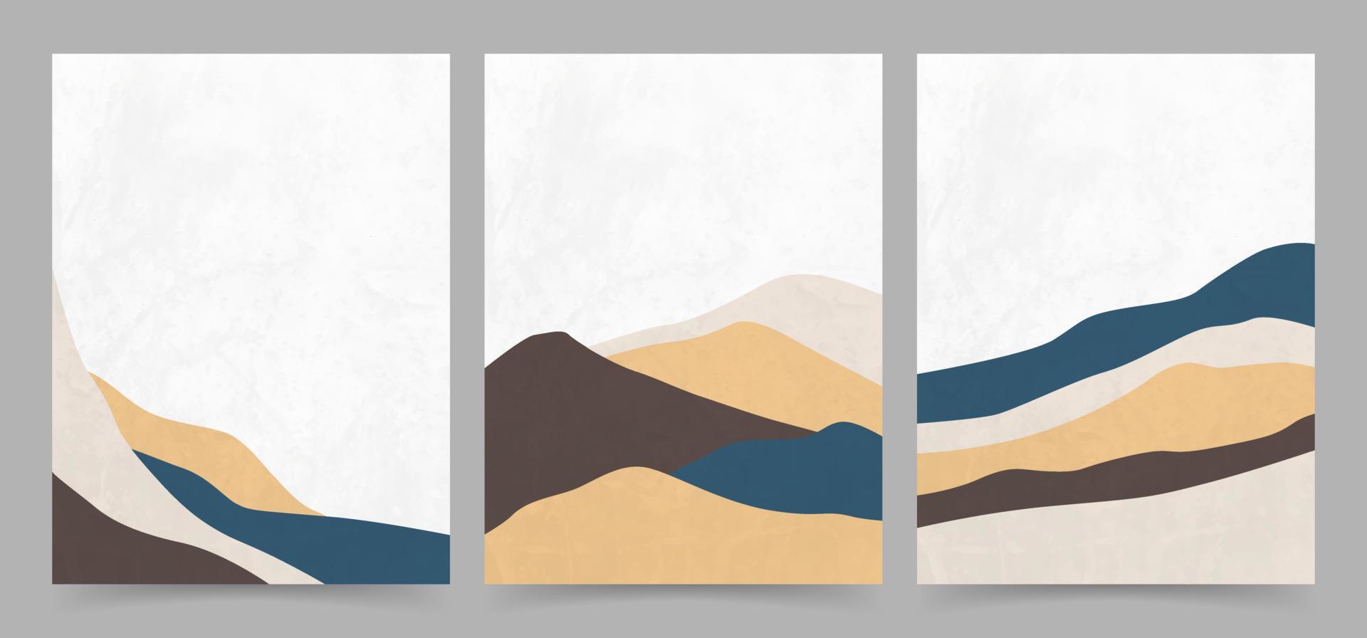 diseño de cartel de paisaje abstracto moderno con adorno de onda. plantilla de textura de fondo de arte de naturaleza. carteles de guardería imprimibles con paisaje de bosque de montaña. libro de tapa con estilo vector