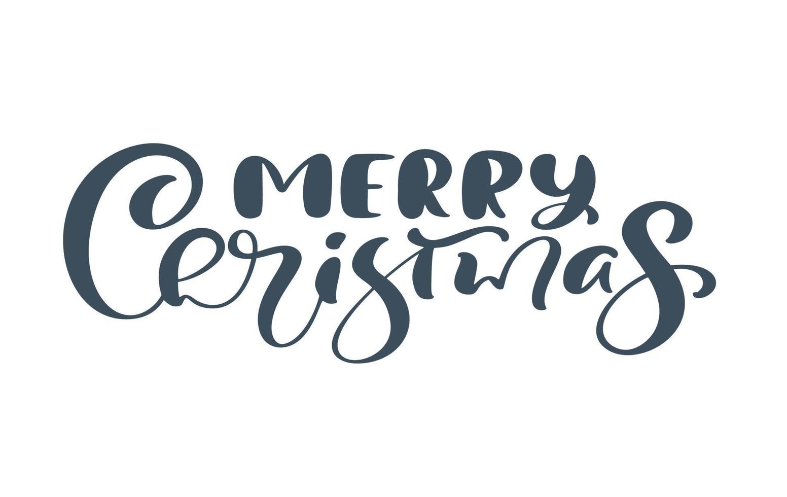 Hand drawn vector lettering text Merry Christmas. brush calligraphic phrase isolated on white background. Text for cards invitations, templates. Stock illustration