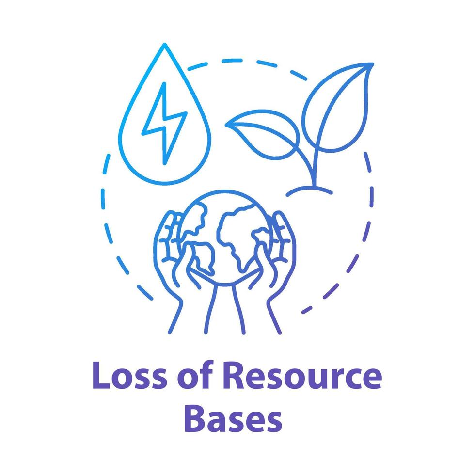 Loss of resource base concept icon. Nature damage of industrial production. Ecosystem and ecology. Overconsumption idea thin line illustration. Vector isolated outline RGB color drawing