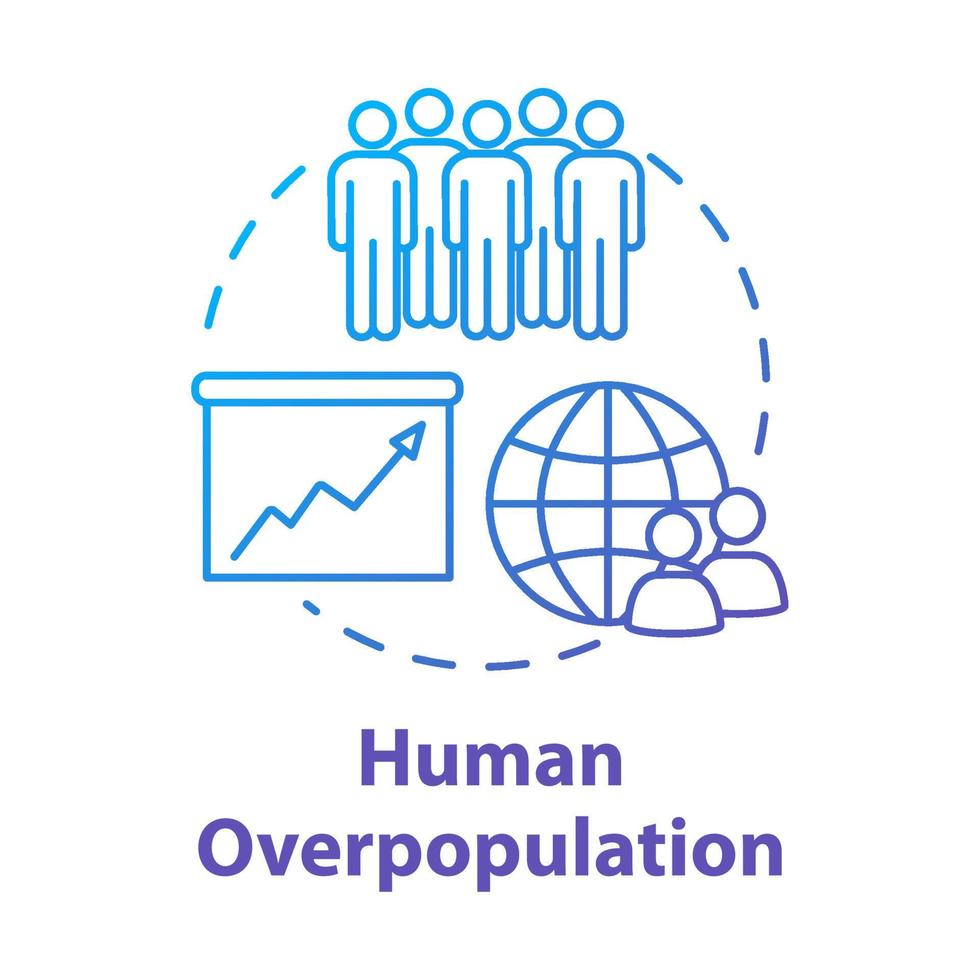 Human overpopulation concept icon. Birth rate increase. International population. Ecological footprint. Society idea thin line illustration. Vector isolated outline RGB color drawing