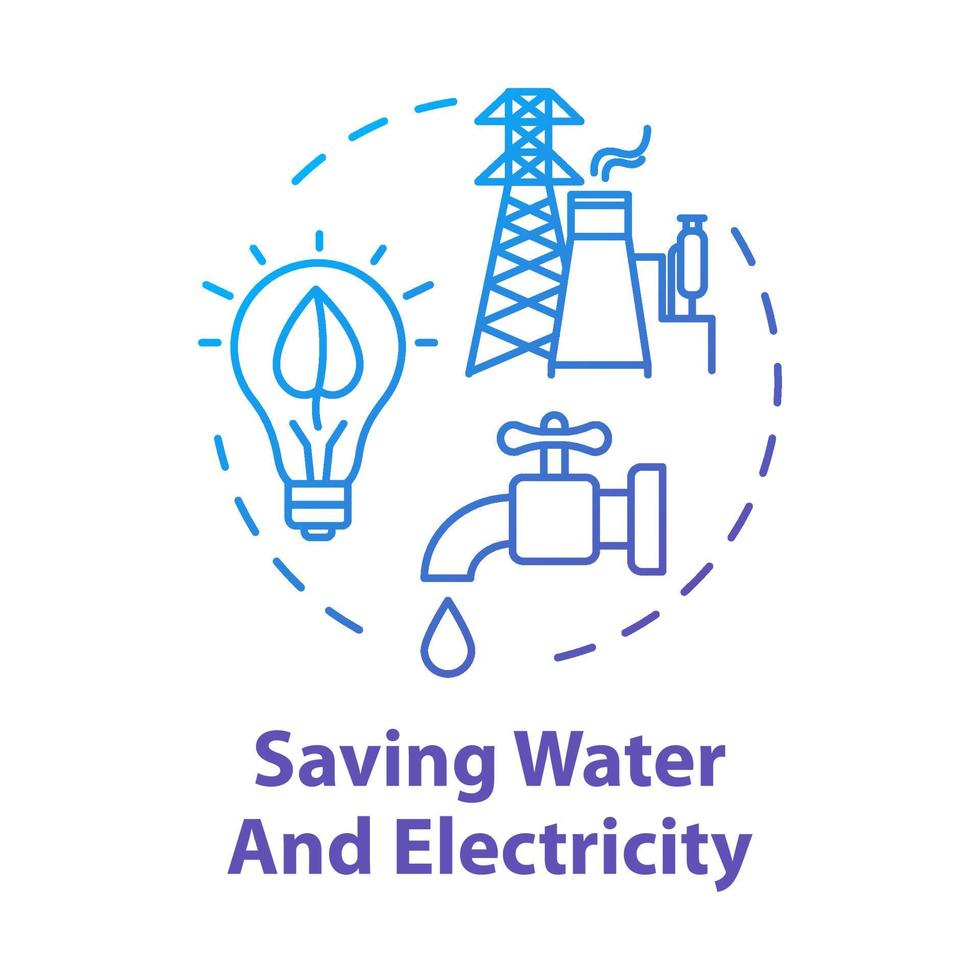 Saving water and electricity concept icon. Responsible resource