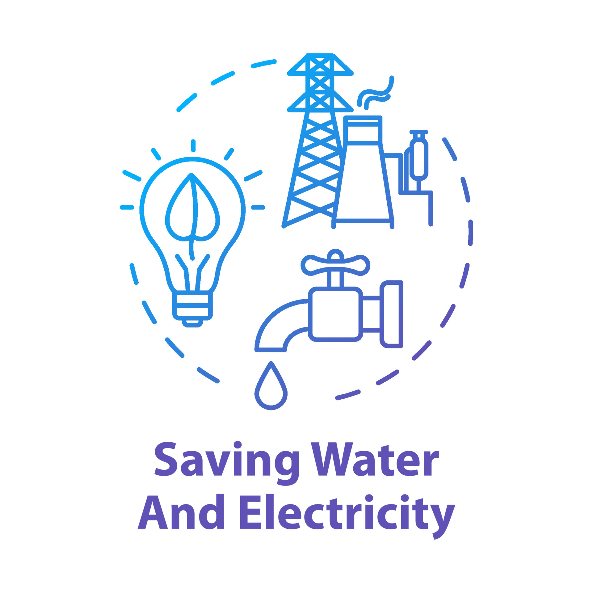 Saving water and electricity concept icon. Responsible resource