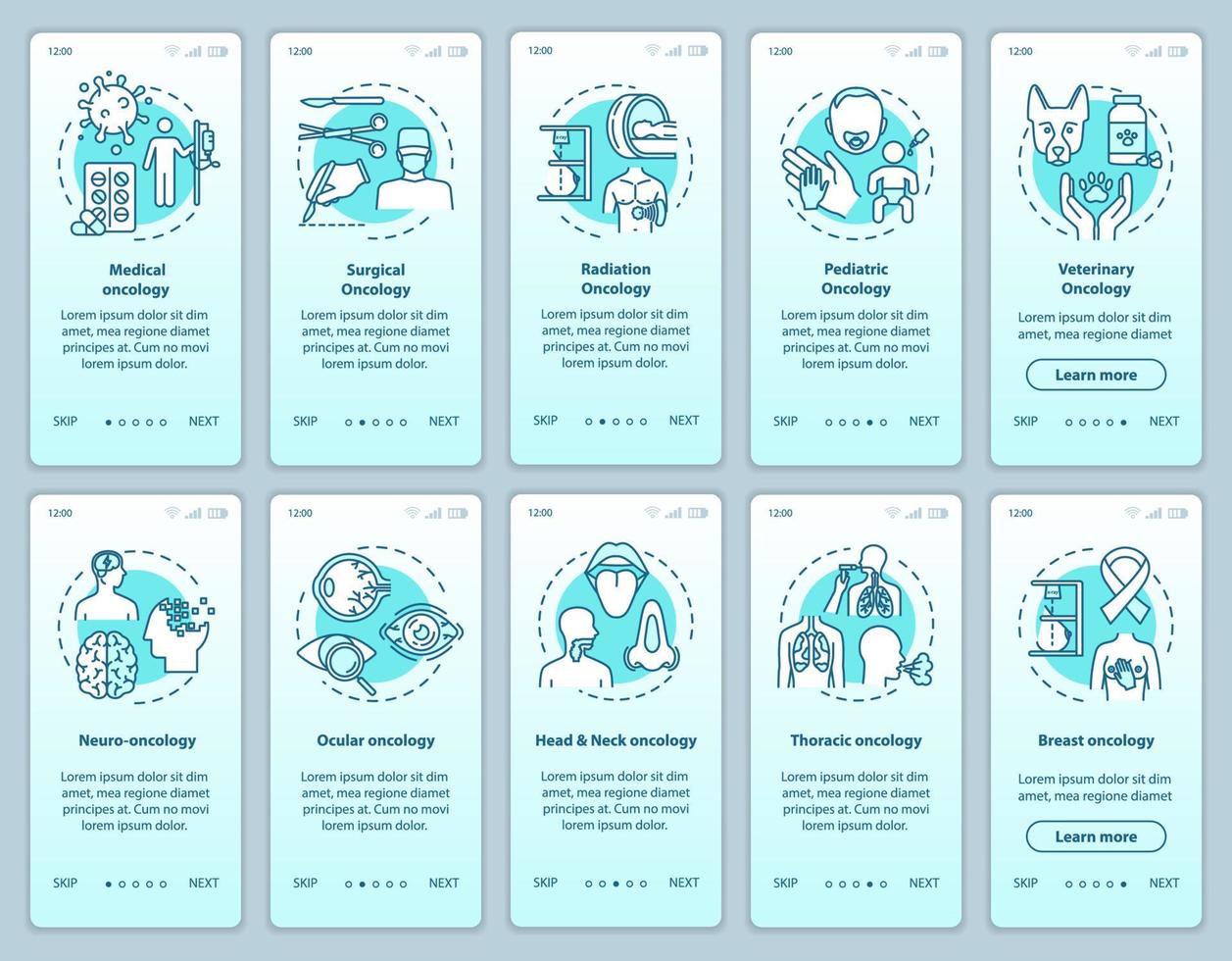 Oncology onboarding mobile app page screen with concepts. Ocular cancer