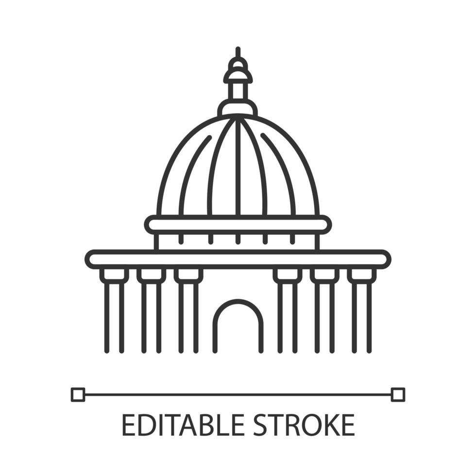 Supreme court pixel perfect linear icon. Judicial institution. Government agency. Courthouse. Thin line customizable illustration. Contour symbol. Vector isolated outline drawing. Editable stroke