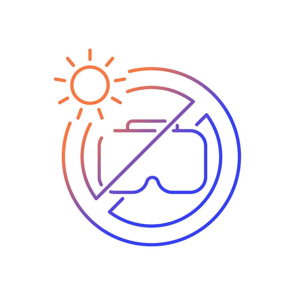 Do not leave in sunlight gradient linear vector manual label icon. Fire damage hazard. Thin line color symbol. Modern style pictogram. Vector isolated outline drawing for product use instructions