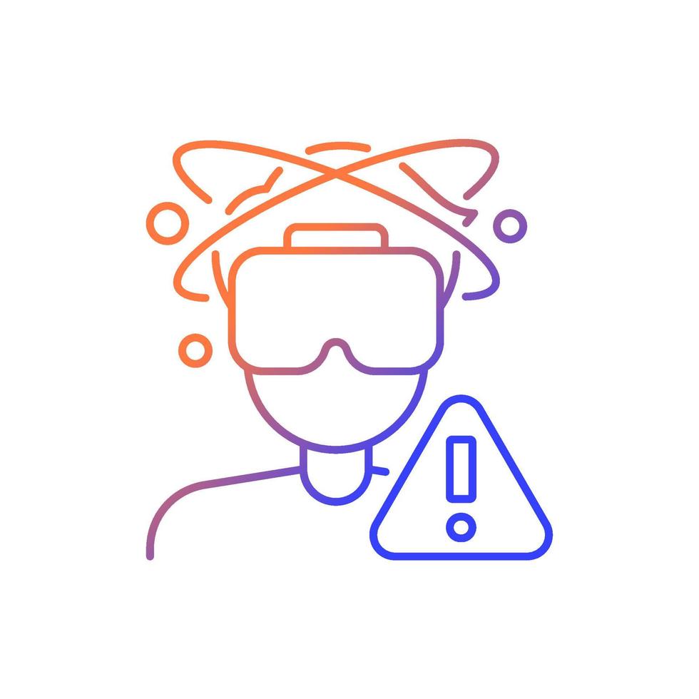 Can cause loss of balance gradient linear vector manual label icon. VR motion sickness. Thin line color symbol. Modern style pictogram. Vector isolated outline drawing for product use instructions
