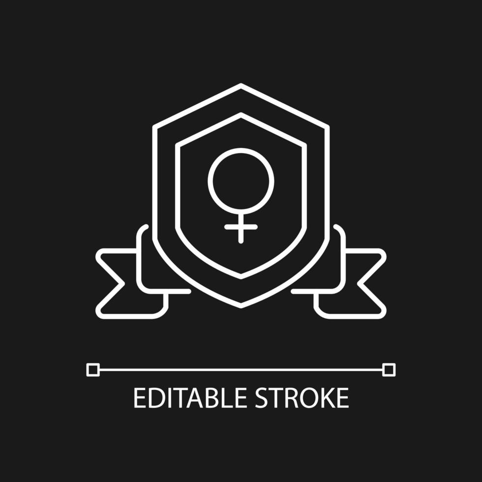 Feminist organization white linear icon for dark theme. Advance gender equality. Feminist movement. Thin line customizable illustration. Isolated vector contour symbol for night mode. Editable stroke