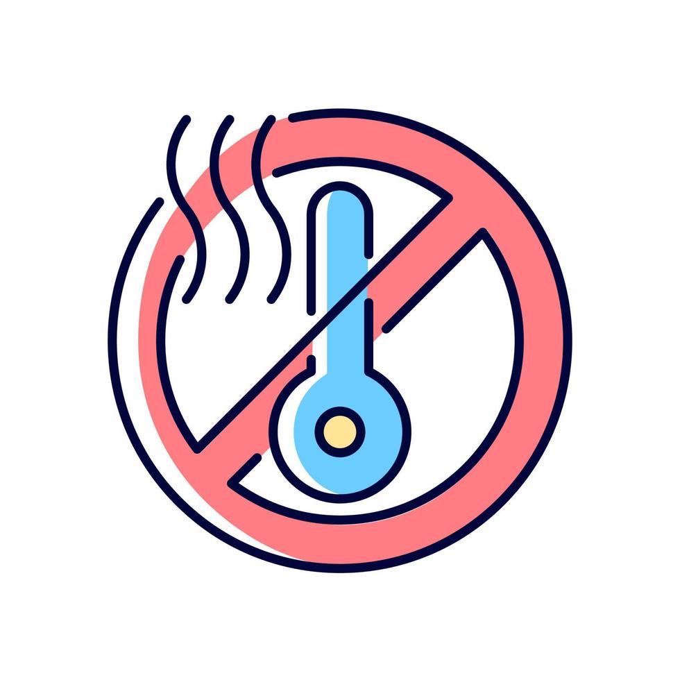 Do not use when it is hot RGB color manual label icon. Shut off vr headset. Cool down virtual reality device. Isolated vector illustration. Simple filled line drawing for product use instructions