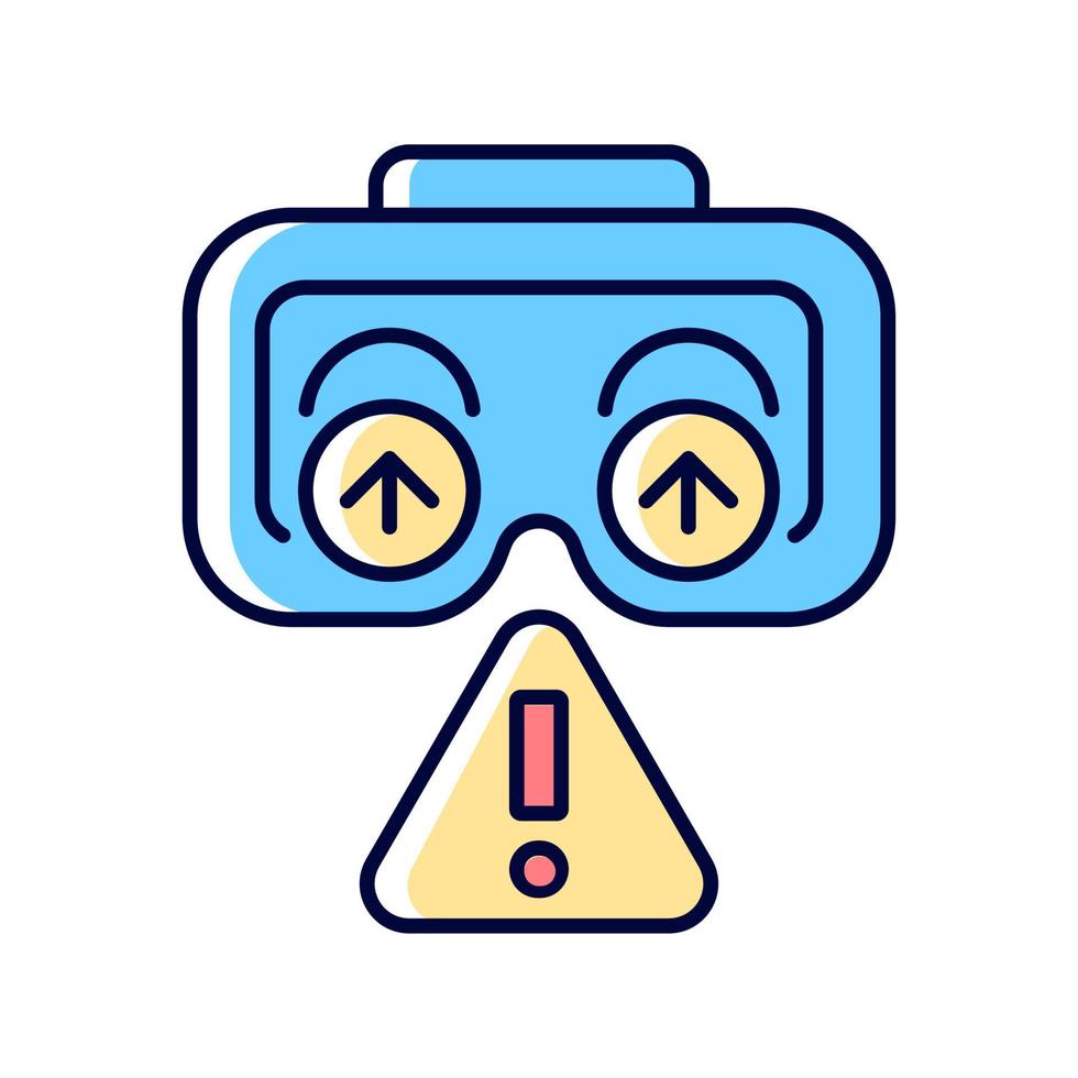 Use lenses protection RGB color manual label icon. Cover vr headset lenses with protector. Avoid scratches. Isolated vector illustration. Simple filled line drawing for product use instructions