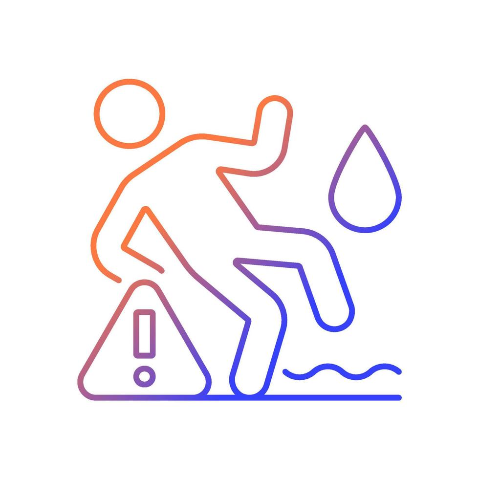 Do not use on wet surface gradient linear vector manual label icon. VR headset. Thin line color symbol. Modern style pictogram. Vector isolated outline drawing for product use instructions