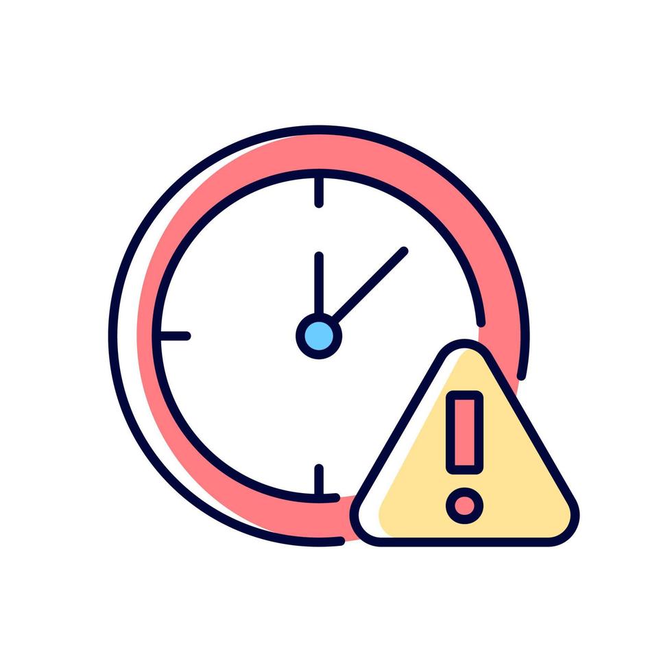 Do not use for a long time RGB color manual label icon. Long term use can lead to dizziness and headache. Isolated vector illustration. Simple filled line drawing for product use instructions