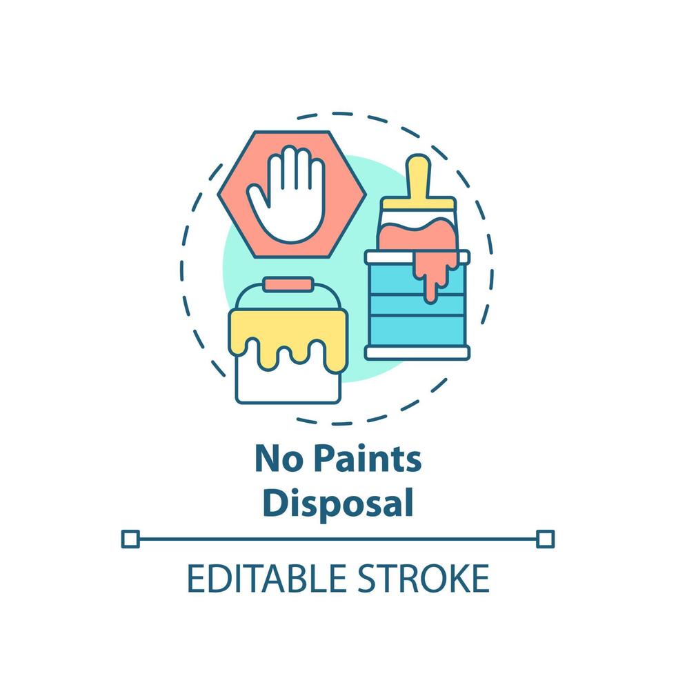 No paints disposal concept icon. Waste management abstract idea thin line illustration. Hazardous trash material. Disposal and recycling. Vector isolated outline color drawing. Editable stroke