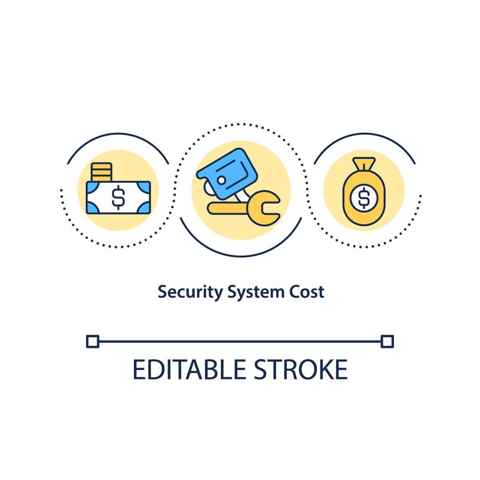 Security system cost concept icon. Home security abstract idea thin line illustration. Installing service price. House protection. Vector isolated outline color drawing. Editable stroke