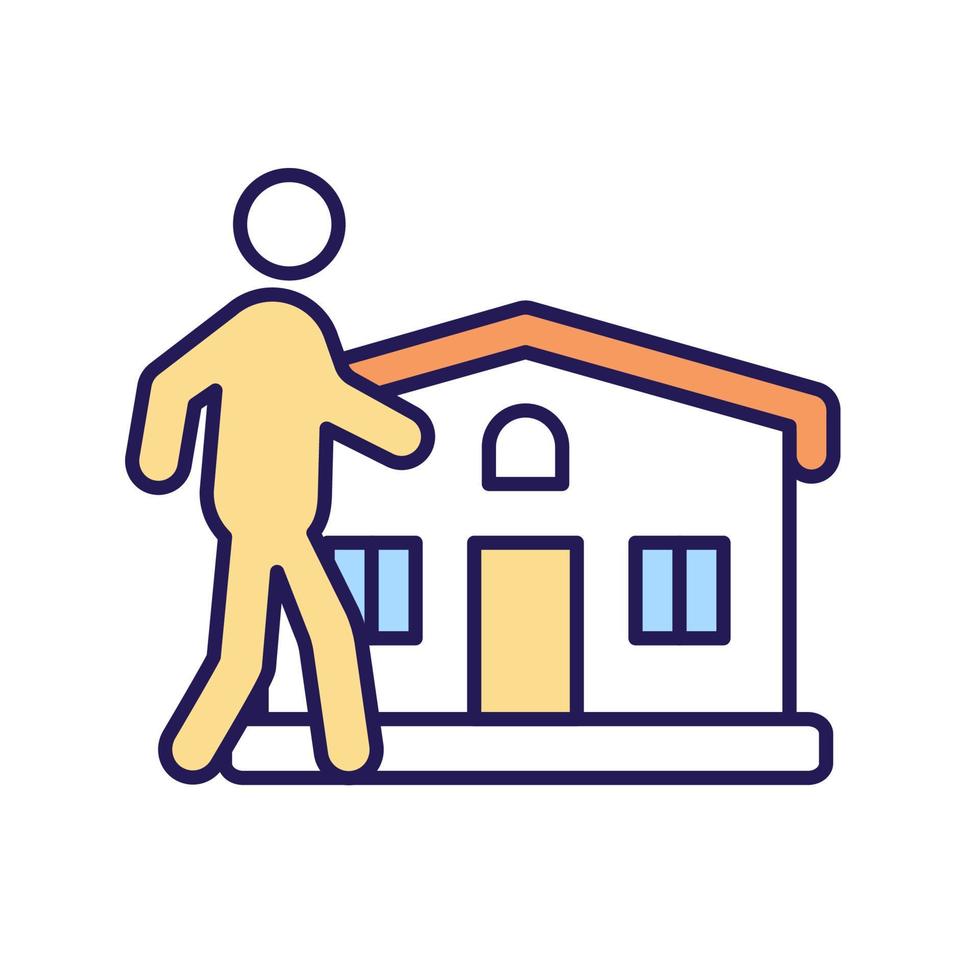 Property owner RGB color icon. Family house. Home residents. Secure and safe dwelling. Friendly neighbourhood. Real estate holder. Isolated vector illustration. Simple filled line drawing