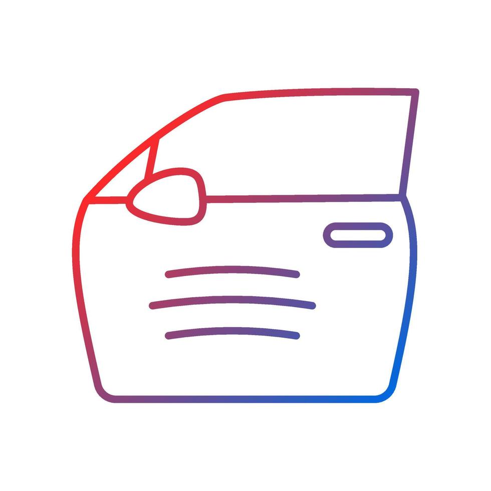 Paint scratch on car gradient linear vector icon. Small dents on vehicle surface. Minor external damage. Thin line color symbol. Modern style pictogram. Vector isolated outline drawing