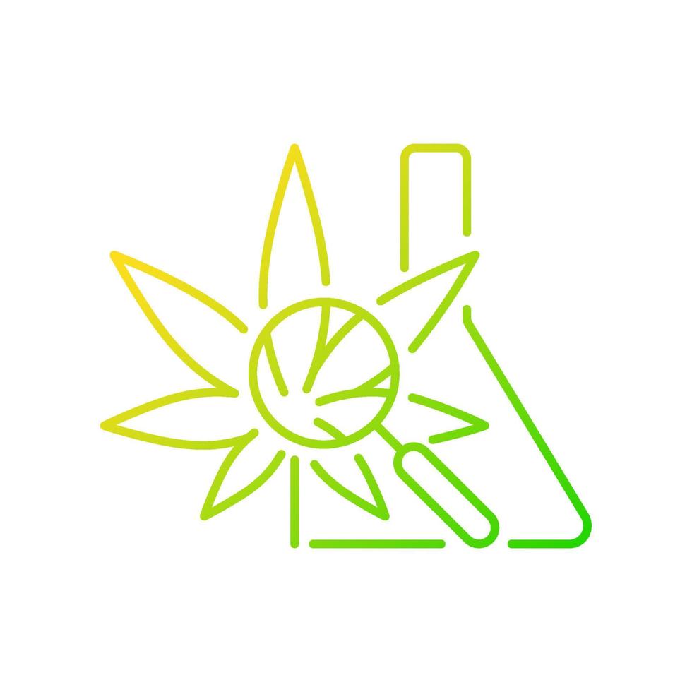 Medical cannabis research gradient linear vector icon. Plant-based medicine evaluation. Herbal drug effects study. Thin line color symbol. Modern style pictogram. Vector isolated outline drawing