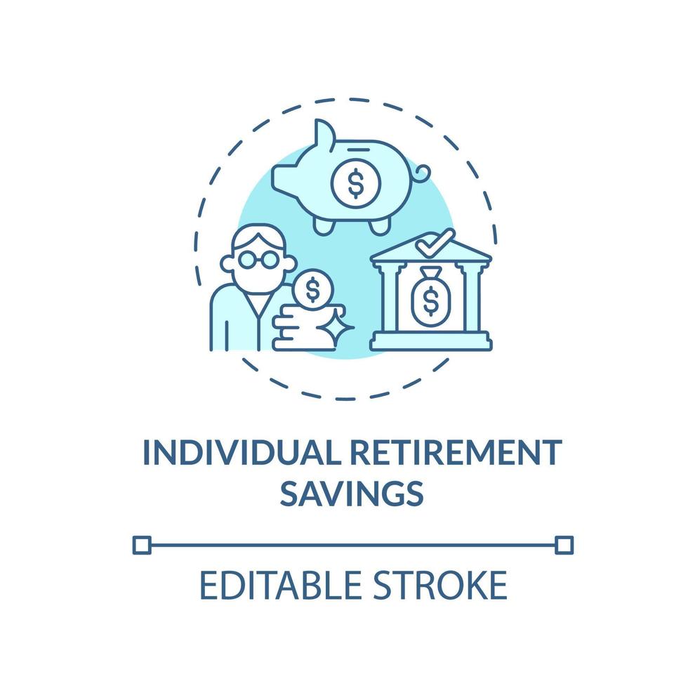 Personal pension savings concept icon. Individual retirement account abstract idea thin line illustration. Banking account with benefits. Vector isolated outline color drawing. Editable stroke