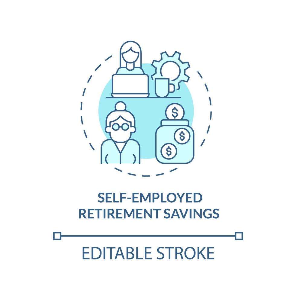 Self-employed pension savings concept icon. Bank account option abstract idea thin line illustration. Retirement account for self employed. Vector isolated outline color drawing. Editable stroke