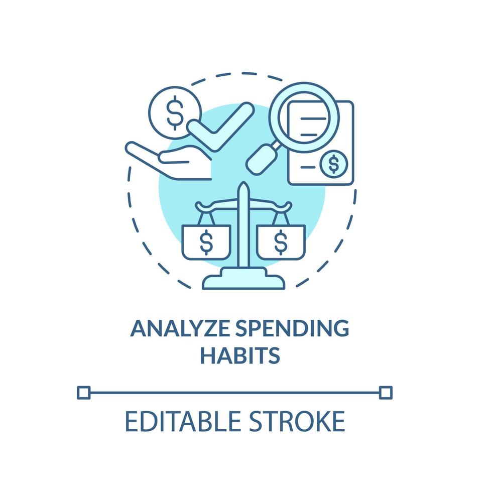 Control spending habits concept icon. Minimize useless money waste abstract idea thin line illustration. Calculate and plan expenses. Vector isolated outline color drawing. Editable stroke