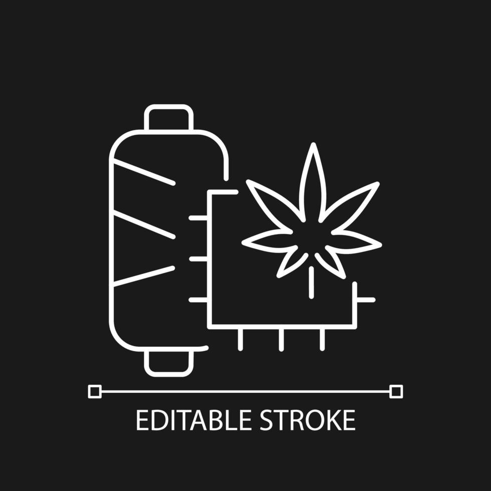 Hemp fiber white linear icon for dark theme. Textile sector. Sustainable option for clothing. Thin line customizable illustration. Isolated vector contour symbol for night mode. Editable stroke