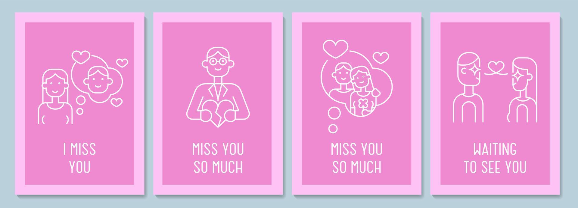 Message for partner postcard with linear glyph icon set. Greeting card with decorative vector design. Simple style poster with creative lineart illustration. Flyer with holiday wish pack