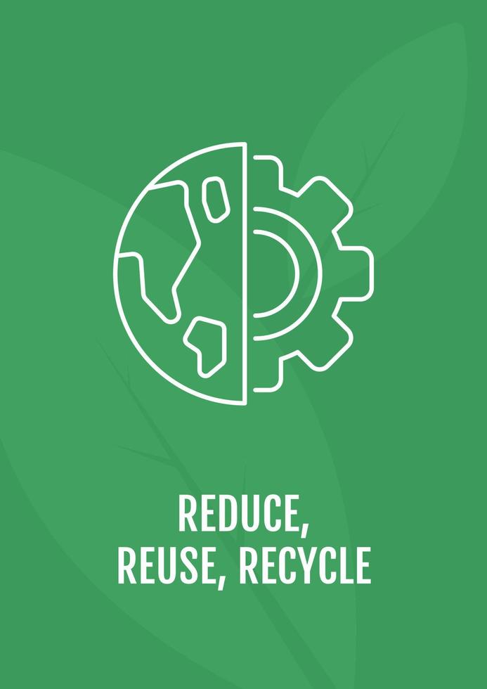 Reduce, reuse, recycle postcard with linear glyph icon. Greeting card with decorative vector design. Simple style poster with creative lineart illustration. Flyer with holiday wish