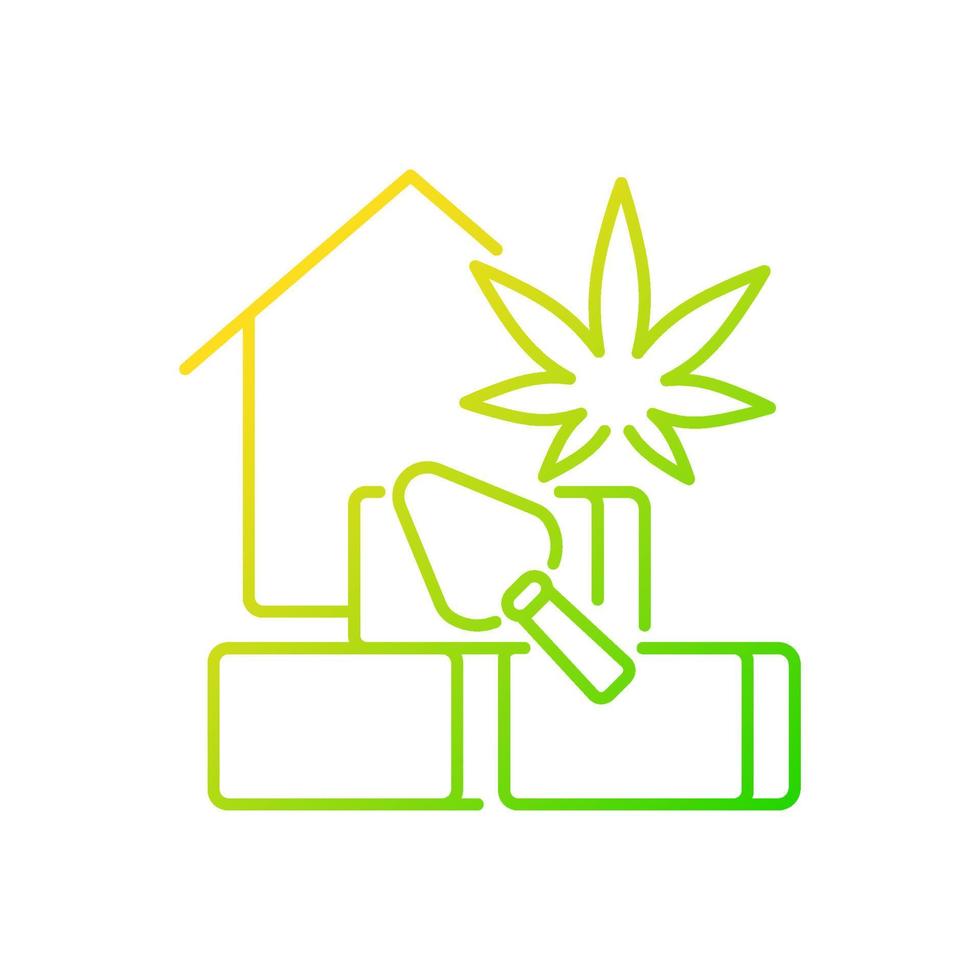 Hempcrete gradient linear vector icon. Sustainable building material. Construction industry. Natural insulation. Thin line color symbol. Modern style pictogram. Vector isolated outline drawing