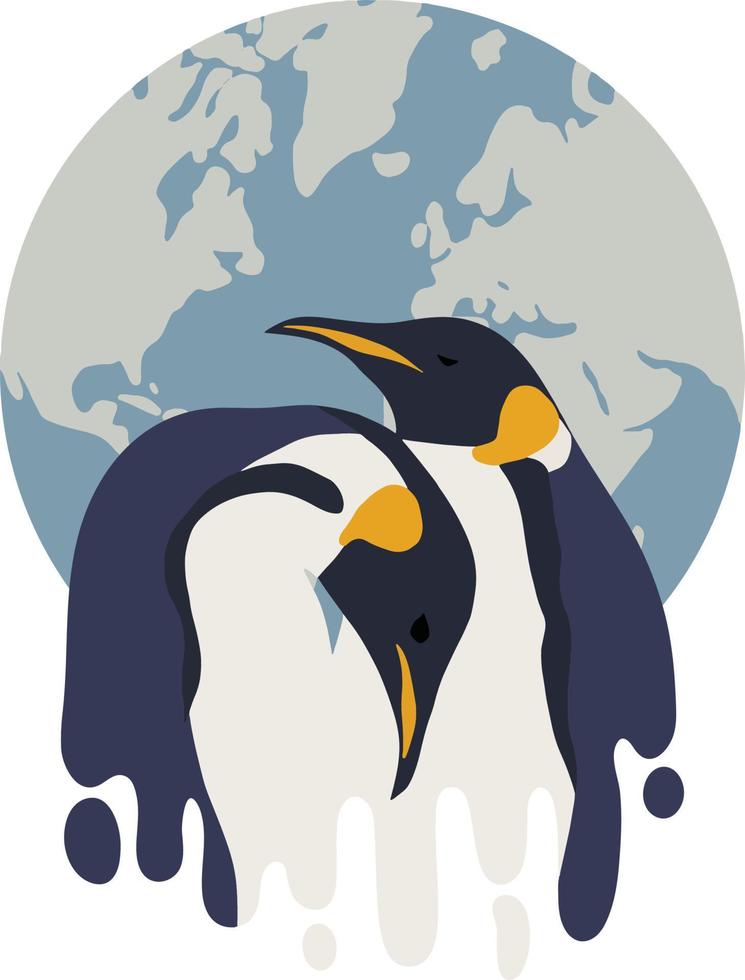 Penguins are worrying about where to live on the earth vector