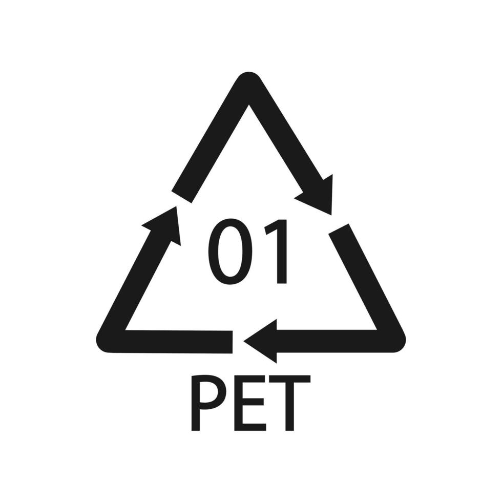 PET 01 recycling code symbol. Plastic recycling vector polyethylene sign.