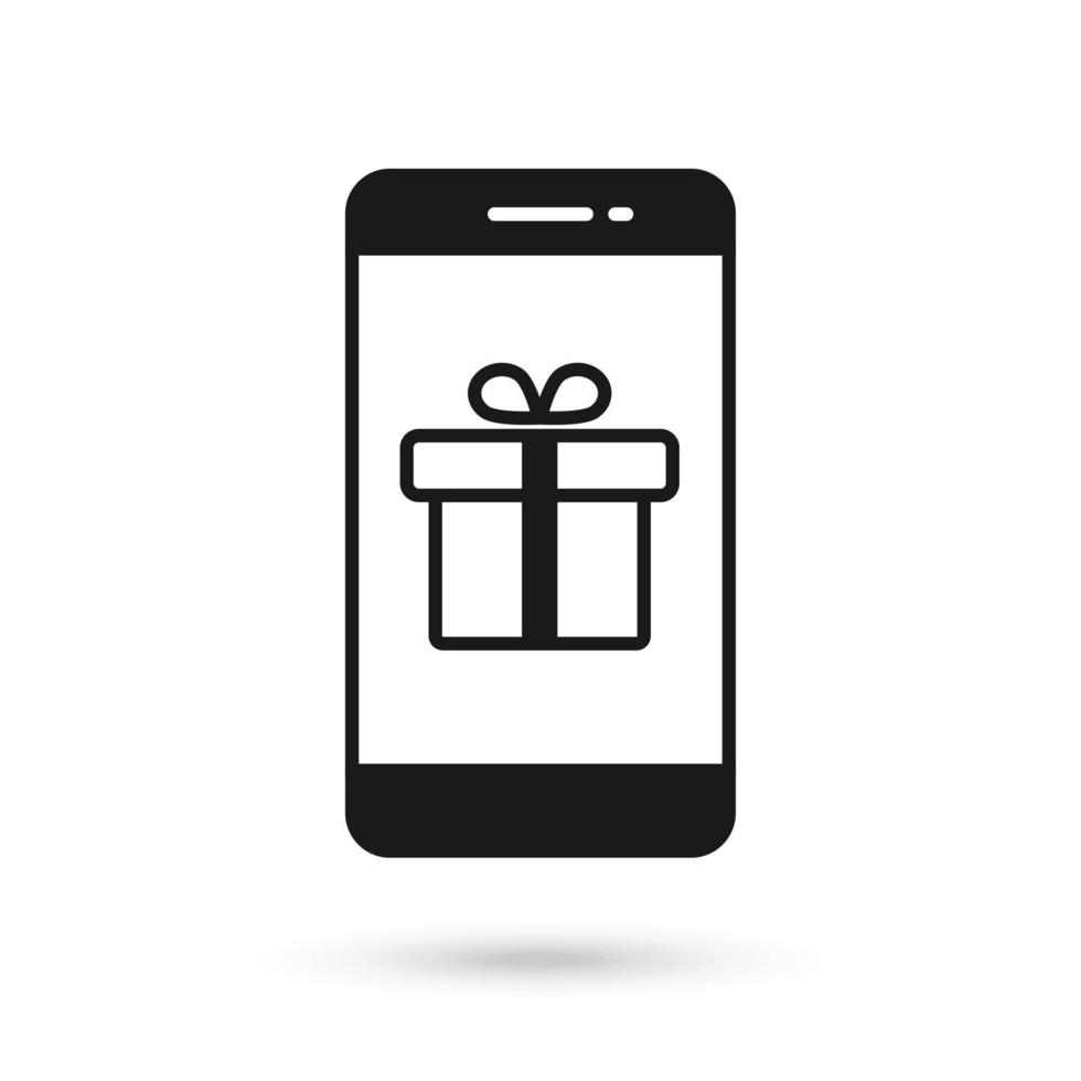 Mobile phone flat design with gift box icon. vector