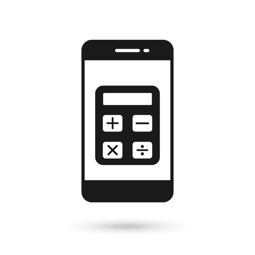 Mobile phone flat design with calculator icon. vector