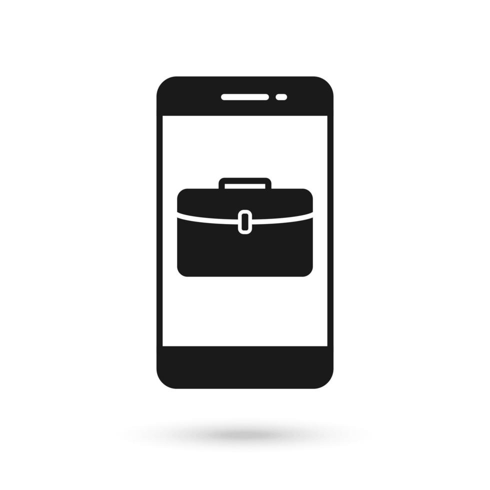 Mobile phone flat design with business bag icon. vector
