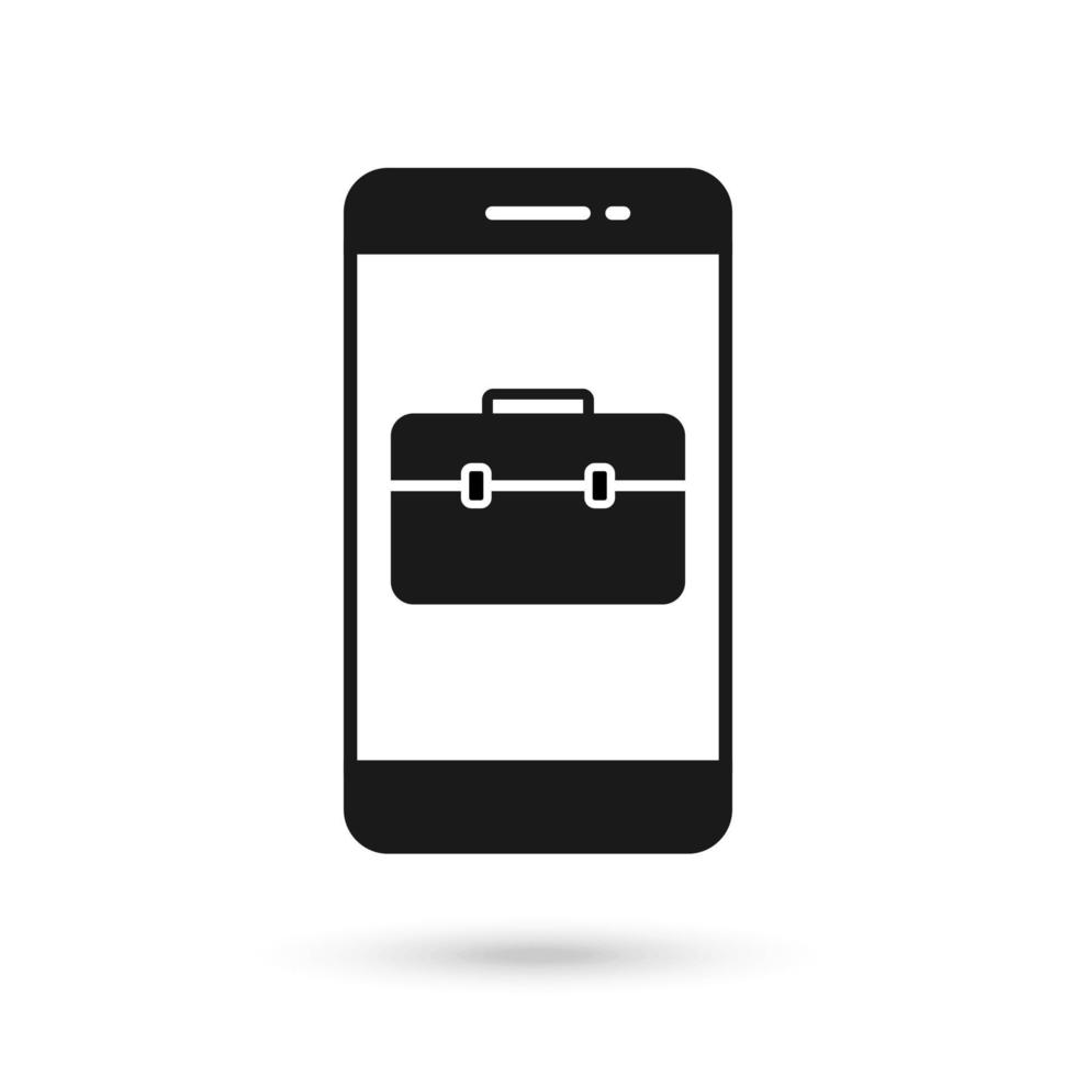 Mobile phone flat design with business case icon. vector