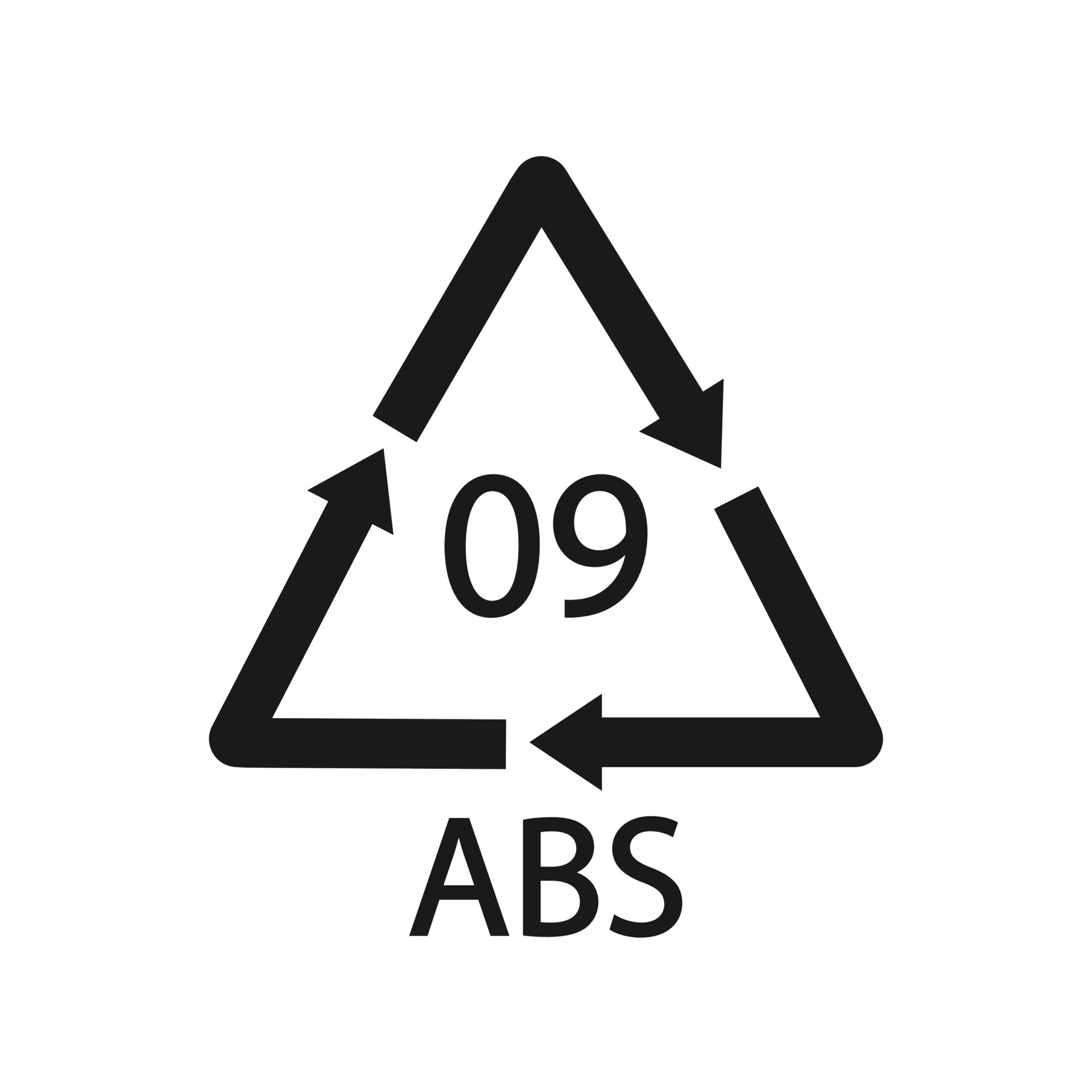 Plastic recycle symbol ABS 9 vector icon. Plastic recycling code ABS 09