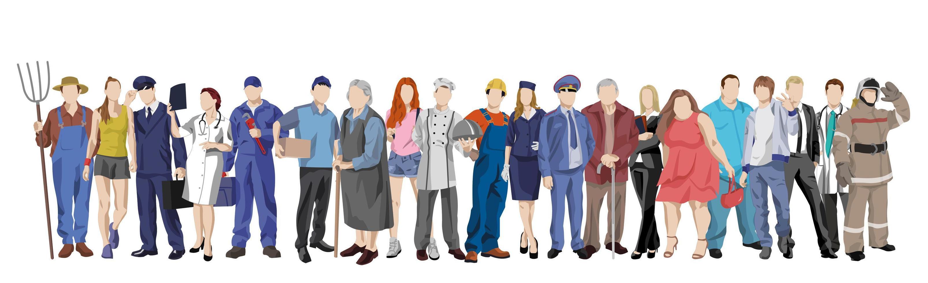 Seth 20 pcs group of people of different professions on a white background - Vector