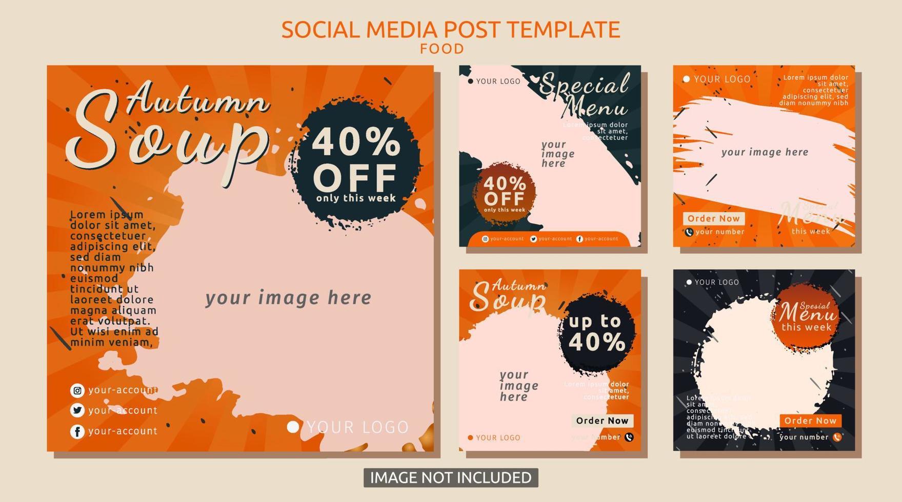 Social media post template for food or fast food vector