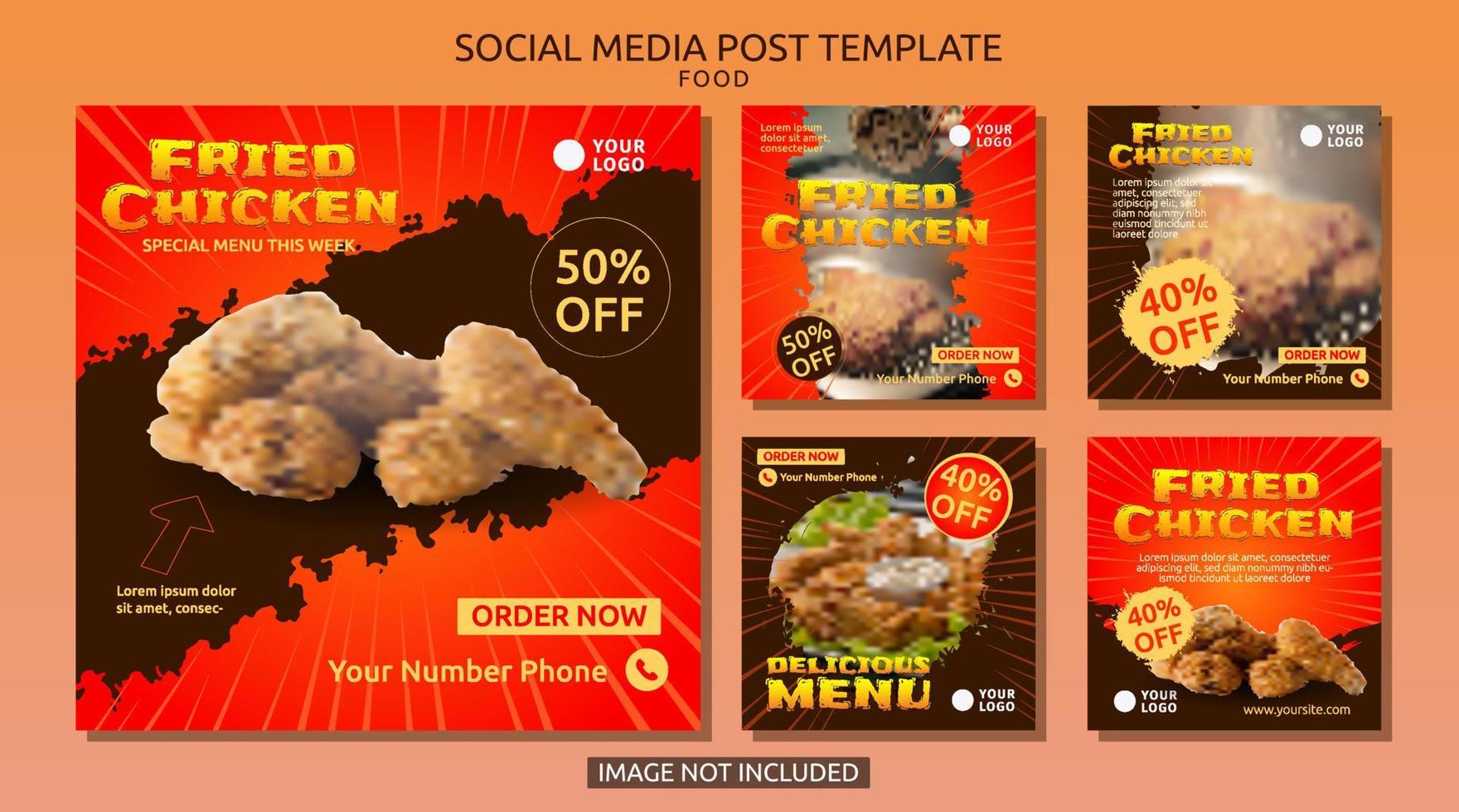 Social media post template for food and fast food chicken or other vector