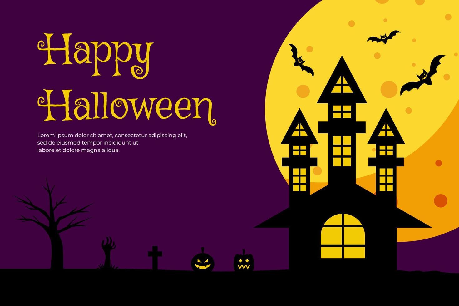 happy halloween background, poster, greeting card. Spooky horror illustration. vector