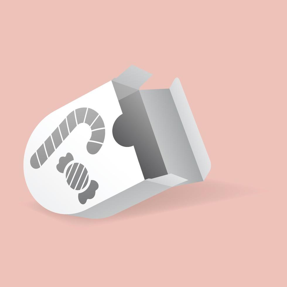 Round bottom box with candy window mock up vector