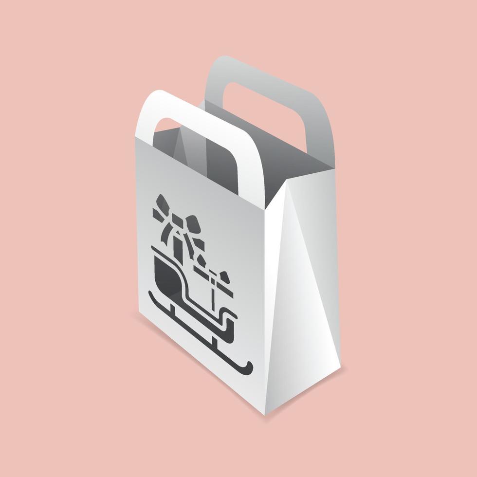 Handle bag with Christmas sleigh window mock up vector