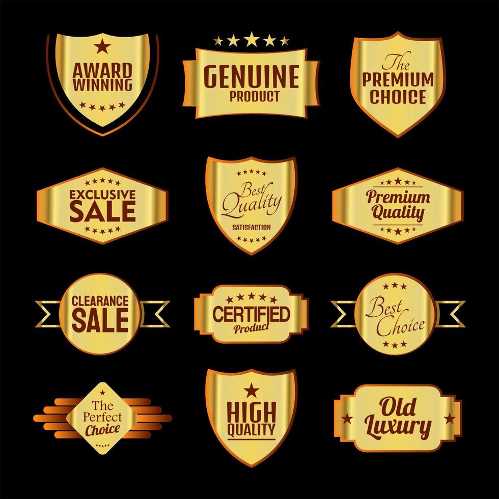 Gold product badge collection vector