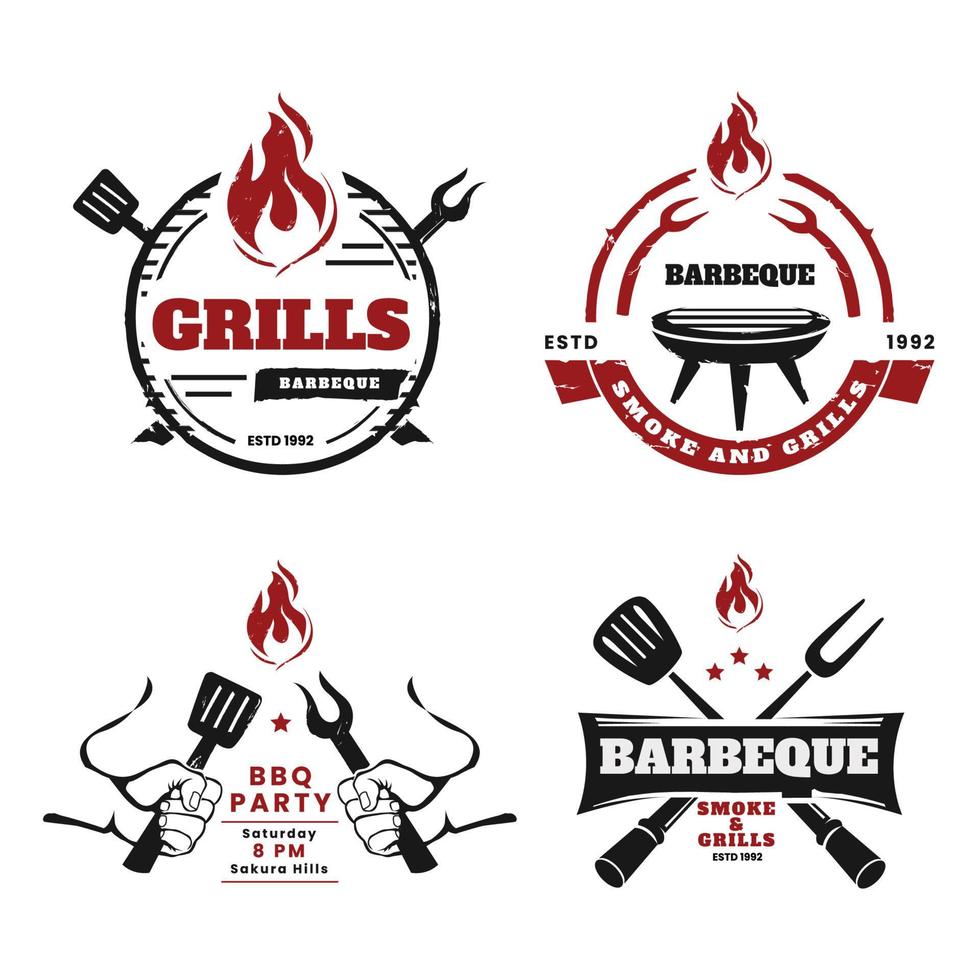 conjunto de colección de logotipos de barbacoa vector