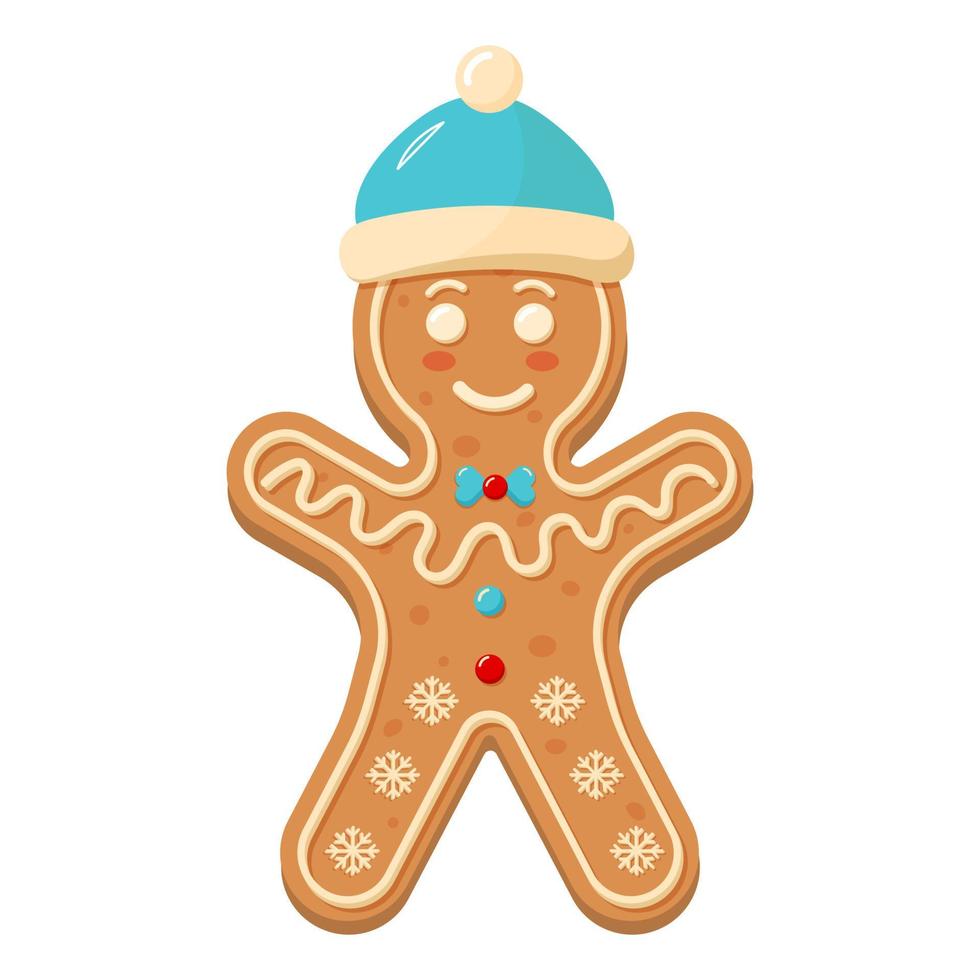 Gingerbread man in a hat. Christmas icon. vector