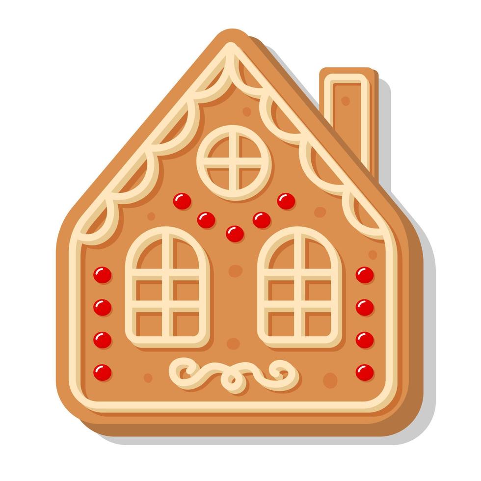 casa de pan de jengibre de navidad. Galleta dulce glaseada casera. vector